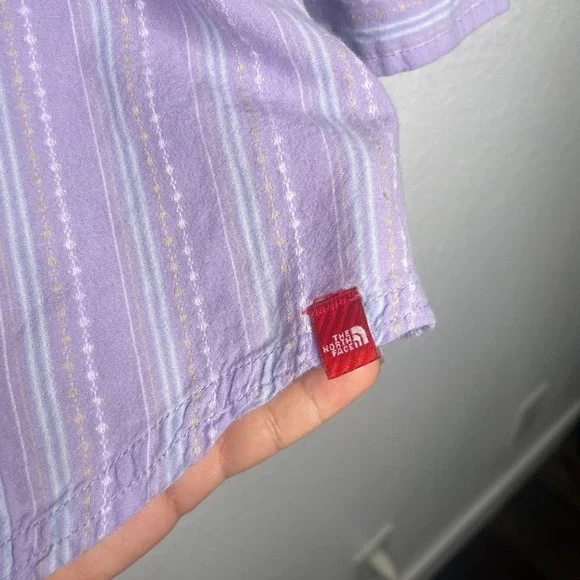 The North Face Womens 3/4 Sleeve Striped Button Down Shirt Purple Medium M - Picture 11 of 15